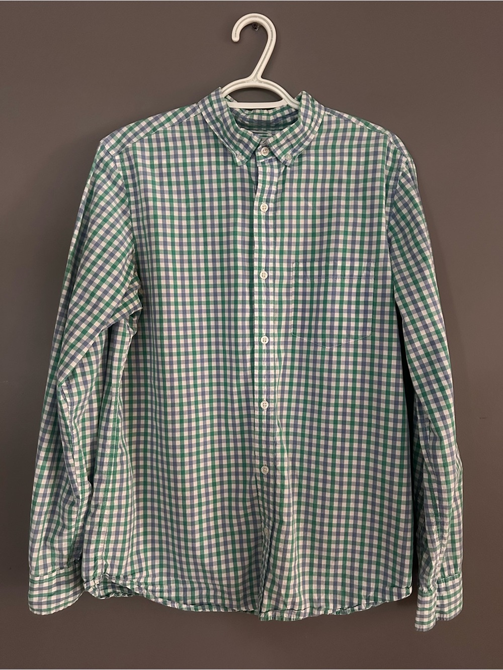 Men's Old Navy Green & Blue Gingham Button-Down Shirt